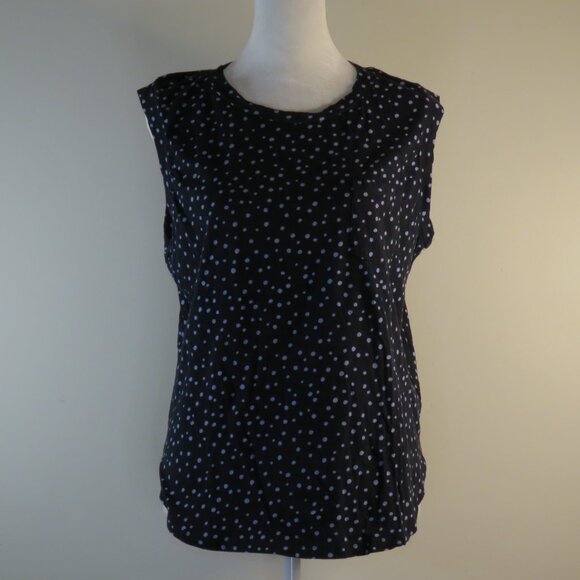 Loft Women's Sleeveless Dotted Dark Blue Pullover Top Size M (C1343) - Picture 2 of 7
